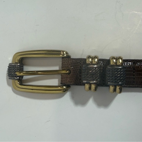 Brighton Classics Belt Leather Lizard Snake Embossed BBrown  Size M/30 4B608 - Picture 3 of 8